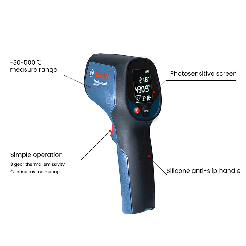 сный профессиональный термодетектор Bosch GIS 500, инфракрасное устройство для измерения температуры, портативный цифровой термометр -30 ~ 500 ℃