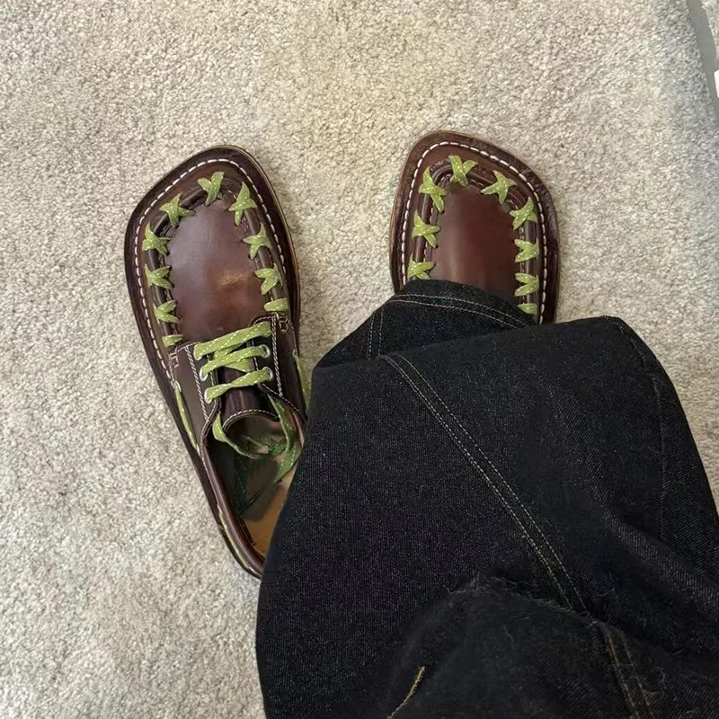 

Женские лоферы с квадратным носком, повседневные уличные туфли без застежки, удобные туфли на низком каблуке, модные однотонные женские туфли