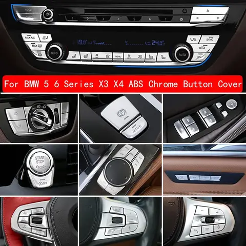 크롬 자동차 핸들 버튼 스위치 장식 커버 트림, 자동차 인테리어 단추 액세서리, BMW 5 시리즈 6GT G32 G30 X3 X4