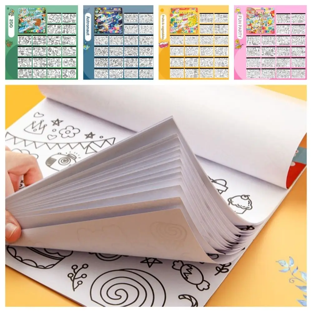 

Funny Paper Children Coloring Activity Book Space Animal Color Filling Toy Art Mountable Wall Kindergarten