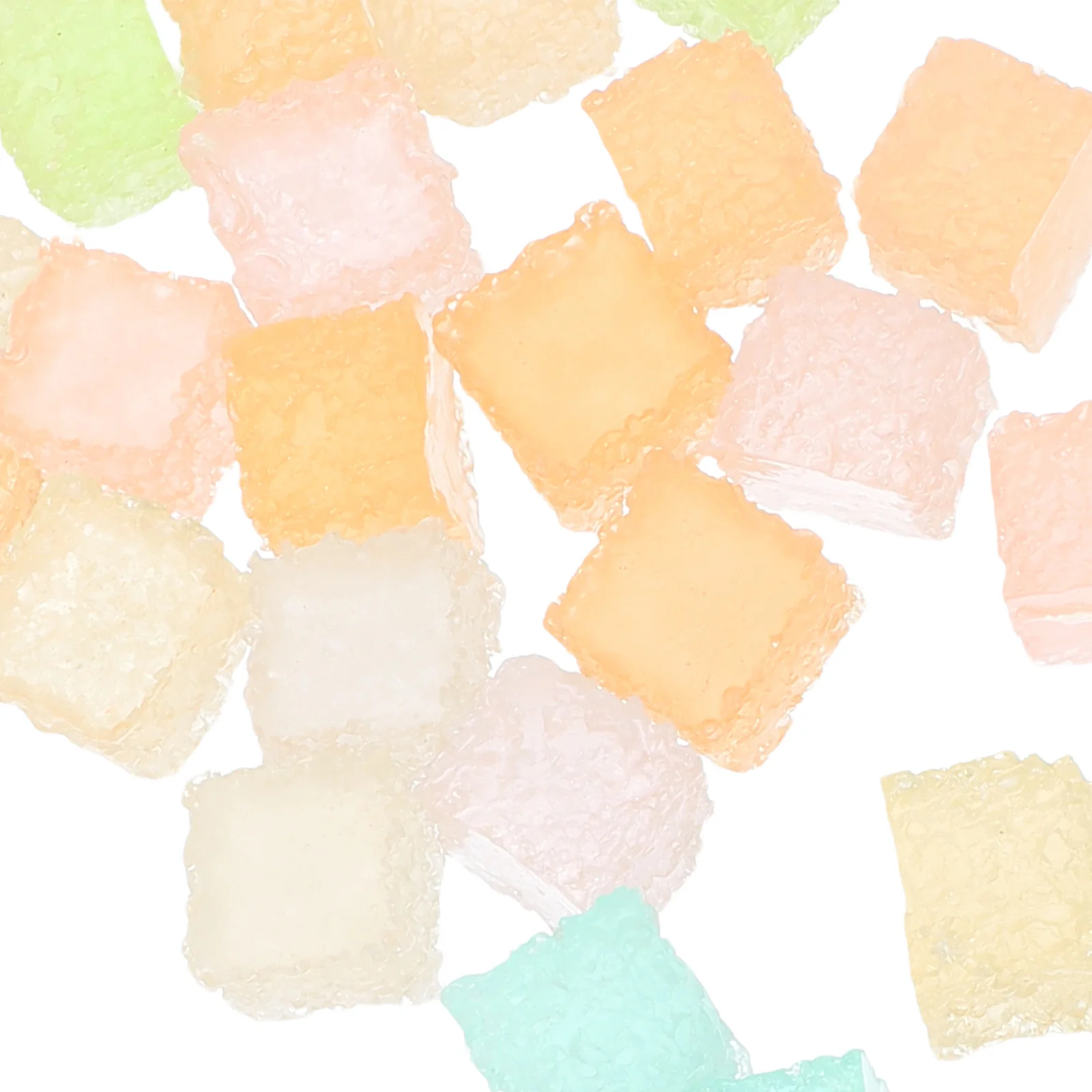 30pcs Simulated Noctilucence Cube Sugar Decor Mixed Color Luminous Phone Case Candy Charms Diy Craft Mobile Accessories