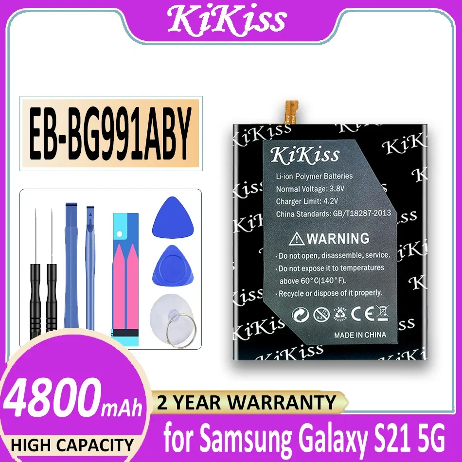 KiKiss Battery 4800Mah/5800Mah for Samsung Galaxy S21 5G/Plus/Ultra S21Plus S21+ S21Ultra SM-G991B/DS G991U Bateria