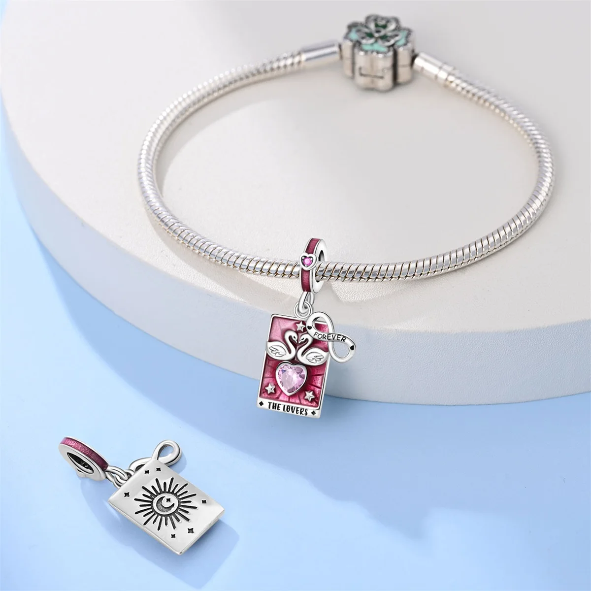 New 925 Silver Plated Lovers Moon Star Sun Magic Tarot Charms Beads Fit Pandora 925 Original Bracelets DIY Birthday Jewelry Gift