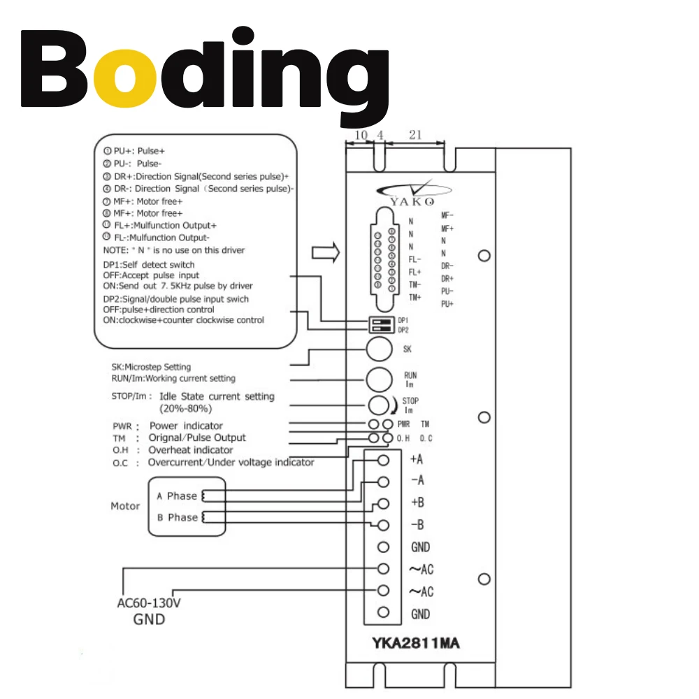 Boding Yako Stepper Motor Driver Yka2811ma Ac60~110v 8a