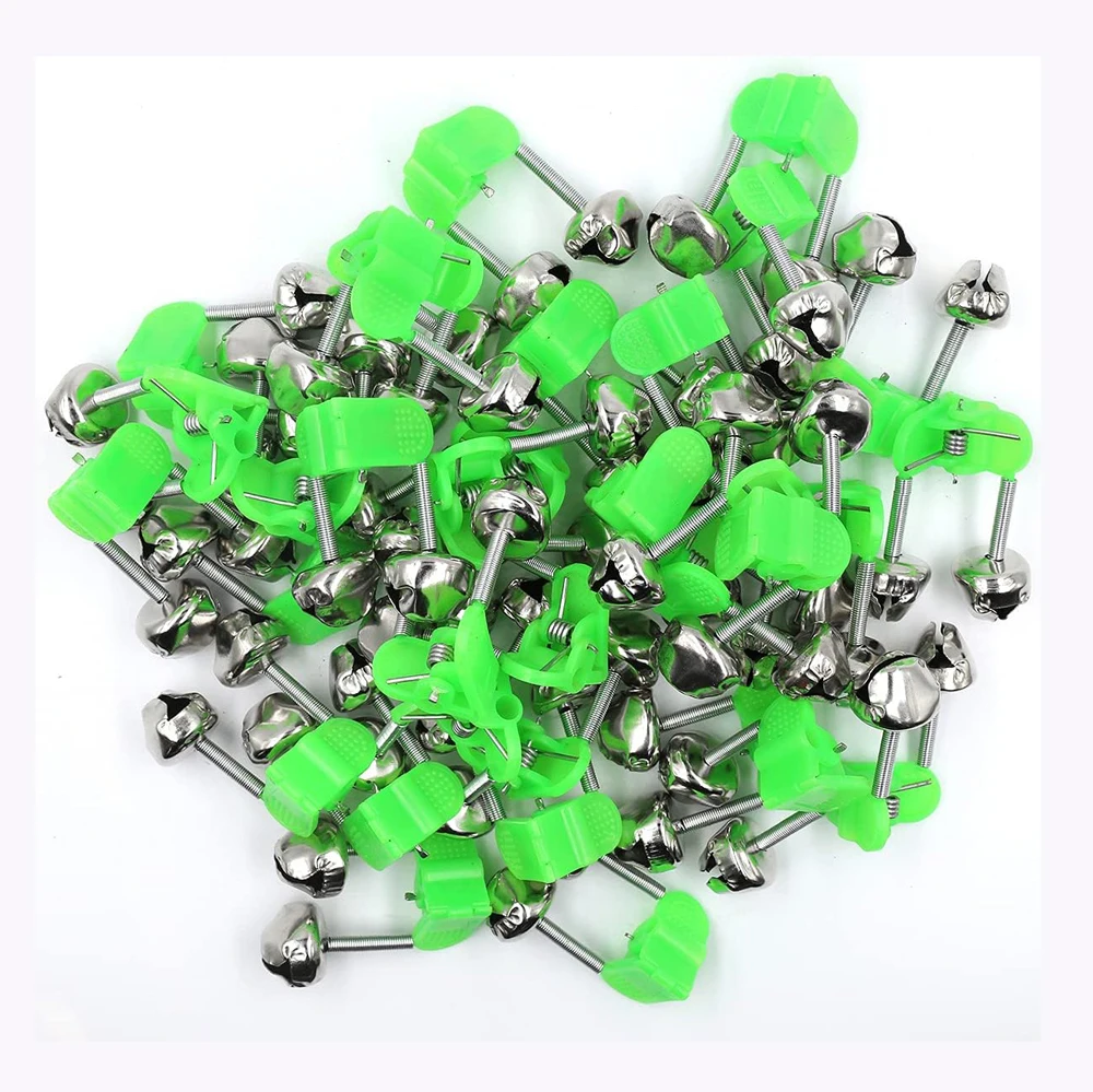 10Pcs Winter Ice Fishing Bell Bite Alarm Rod Tip Clamp Clip Bell Ring Night Fishing Accessories Tackle Fish Alarms Alert Gifts