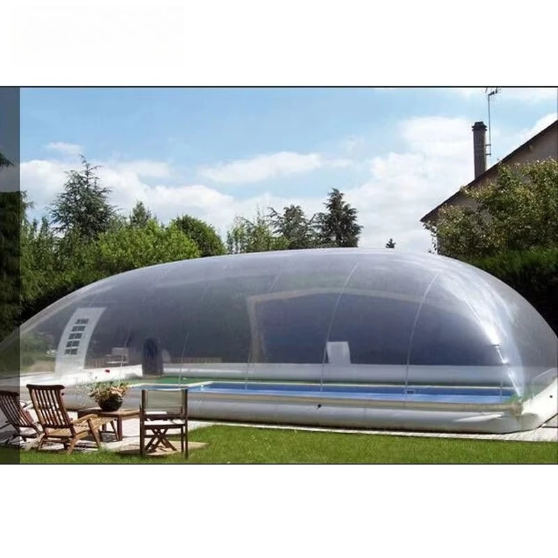 New Inflatable Transparent PVC Pool Dome Tent CE Certified 3-Year Warranty Electric Blower UV Printed Advertising