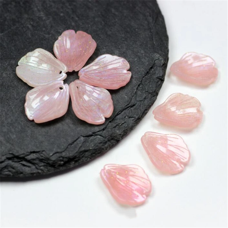 

10Pcs/Lot New Acetic Acid Craved Pink Flower Beads Petals Spacer Beads Charm Connectors Diy Hair Jewelry Making Resin Acessories