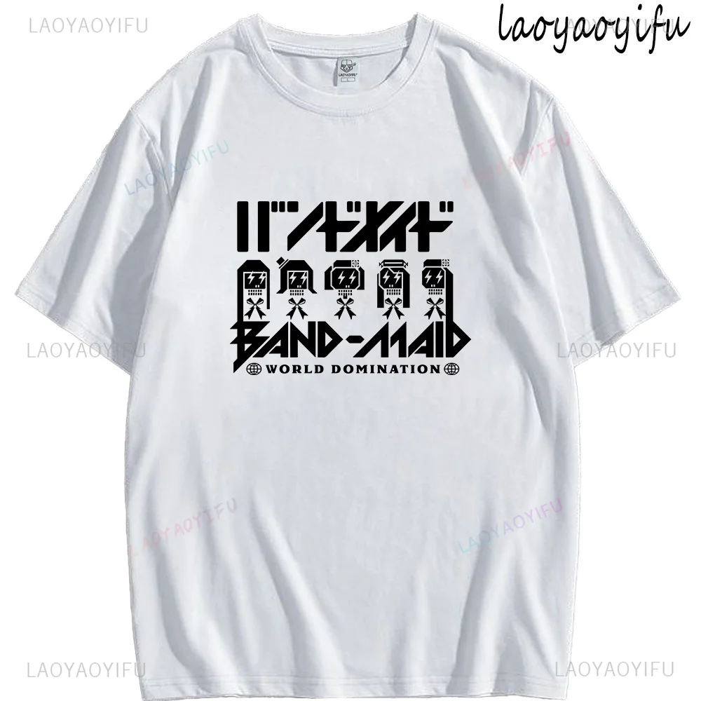 تي شيرت خادمة الفرقة للرجال والنساء ، قمم طباعة فرقة الروك اليابانية ، قميص صيفي بأكمام قصيرة ، تي شيرتات رسومية ، تي شيرت قطني