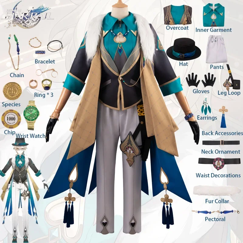 

Aventurine Cosplay Costume Honkai Star Rail Accessories Outfits Carnival Party Adult Role Play Clothing Full Set Uniform for Men