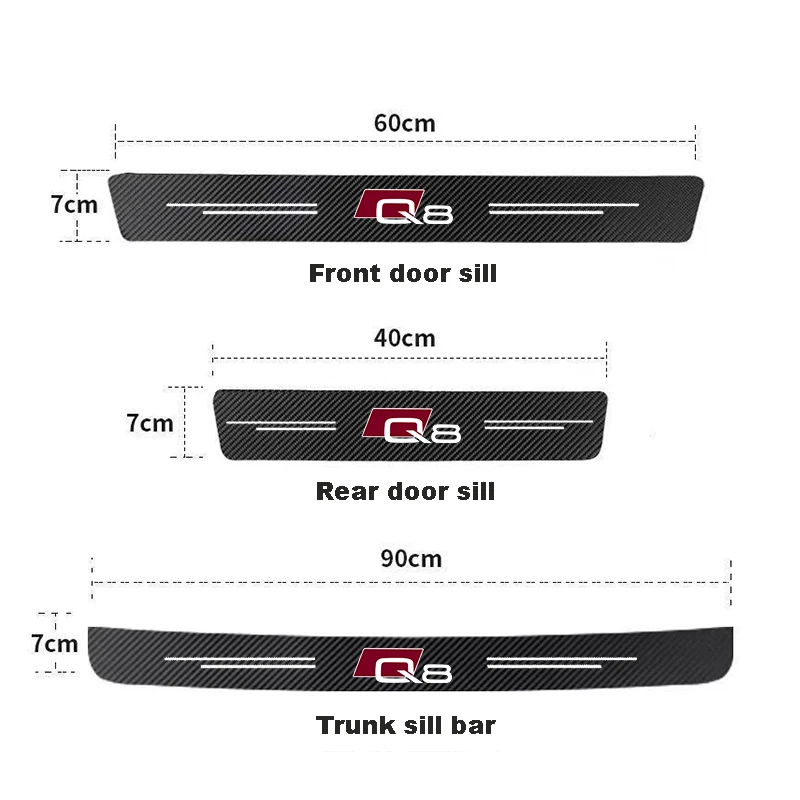 Carbon Fiber Decals For Audi Q8 logo Car Door Sill Stickers Auto Trunk Door Sill Scuff Covers Accessories Car Styling