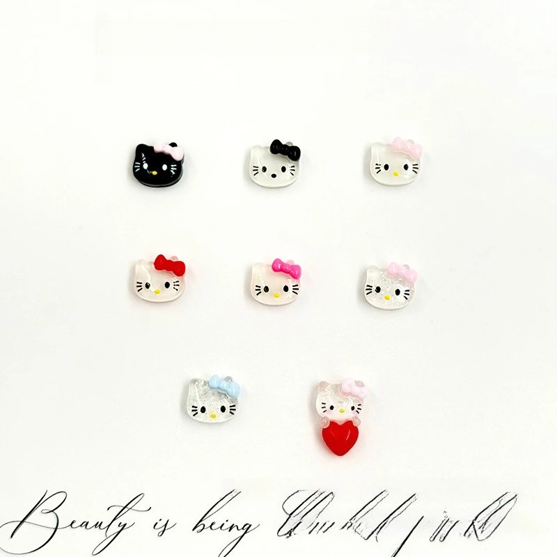 

20pcs Hello Kitty Manicure Decoration Cute Cartoon Bow DIY Nail Earnail Hair Clip Accessories Women Supplies Student Wholesale