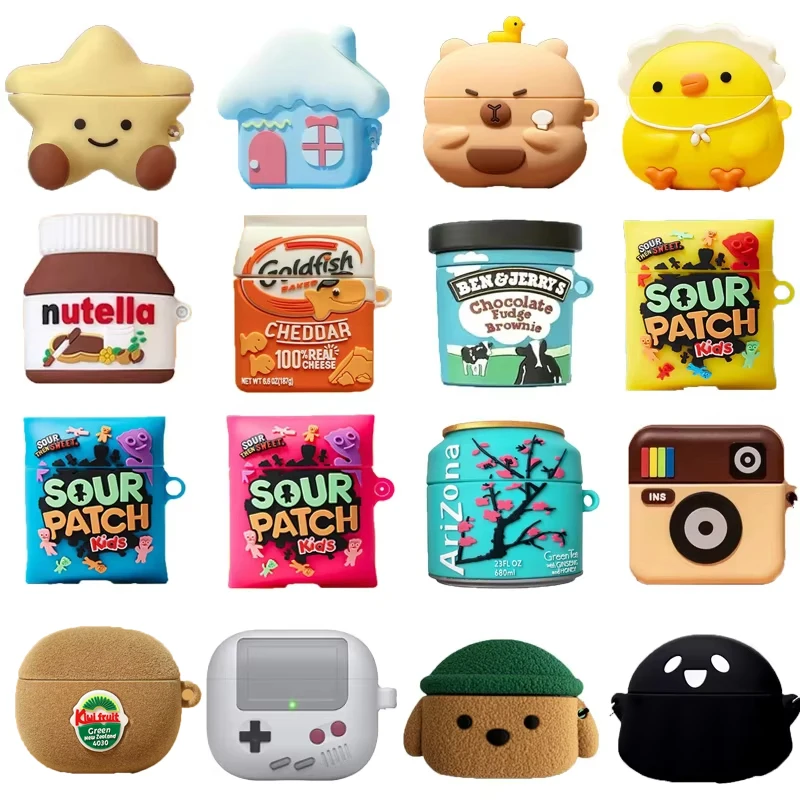 ثلاثية الأبعاد سيليكون حقيبة سماعة الاذن ل Airpods 4 2024 لطيف الكرتون سماعة شحن غطاء صندوق ل Airpods برو 2 حافظة ل Airpods 1 2 3