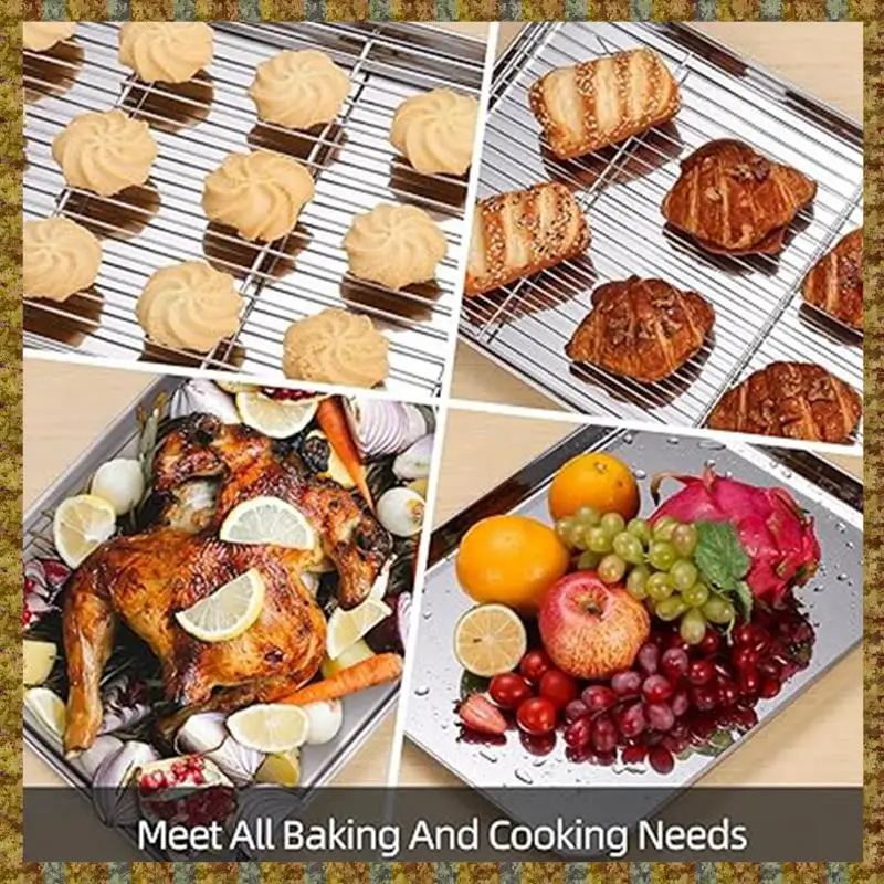 

F-F Сливной противень с плоским дном Поднос для барбекю Решетка для слива и подготовки, противень для выпечки с набором охлаждающей подставки