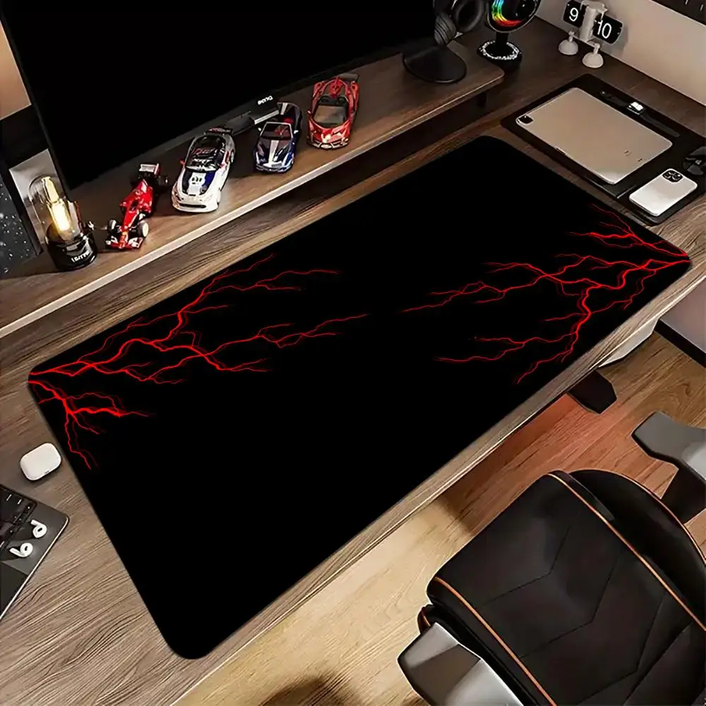 Red Lightning Mouse Pad XL Large Computer Office Game Table Mats XXL Rubber Anti-slip Gaming Keyboard Mousepads Long Desk Pads