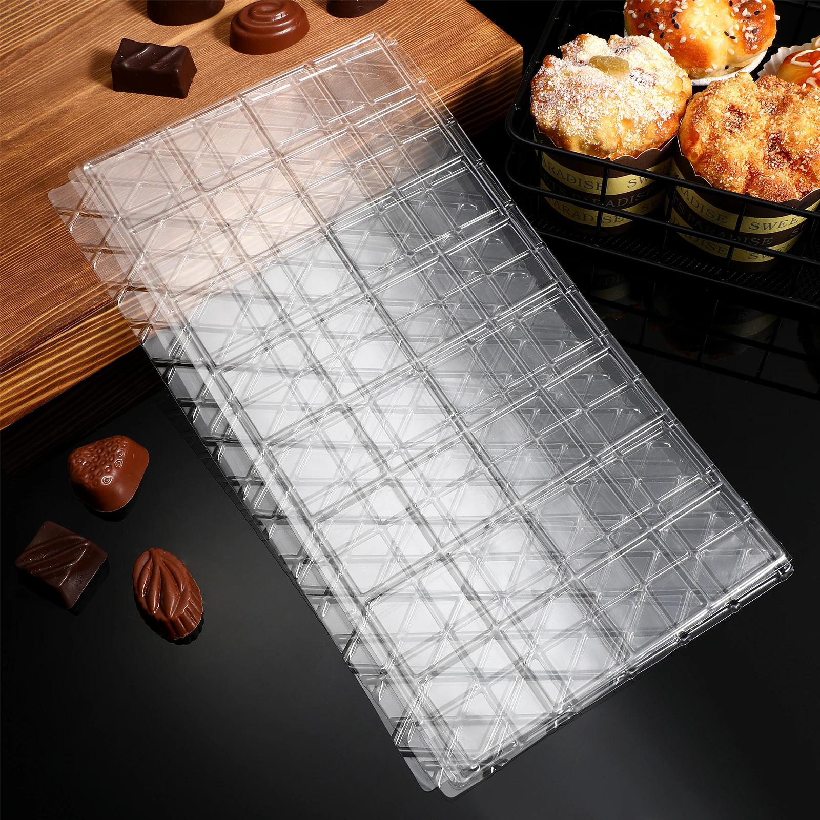

4 Pcs Cake Mold Fondant Imprint Mats 31 7x15 7cm Square Texture Plastic Reusable Baking Kitchen Chocolate Candy Tool