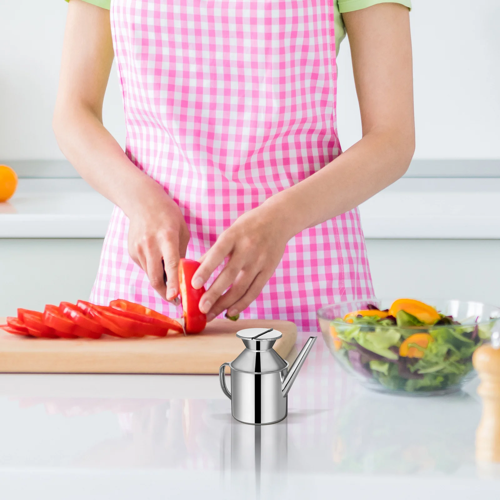 

Stainless Steel Bottle 200Ml Long Spout Oil Dispenser Grease Saver Olive Vinegar Container Refillable Kitchen Condiment