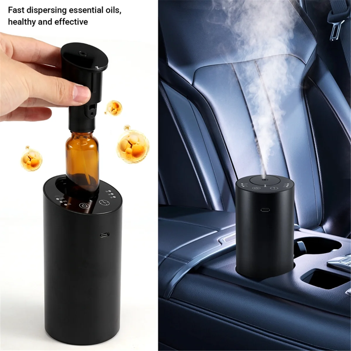 Carro Difusor de Óleo Essencial, Auto Aromaterapia Nebulizador, USB Recarregável, Ambientador, Aroma, Sem água, Casa, Yoga B