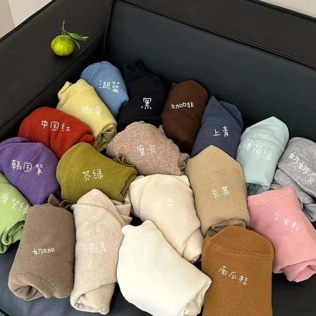 2025 Candy-colored Sweater for Autumn Winter New Slim-fitting Knitted Foreign Style Simple Knitted Bottoming Sweater for Women