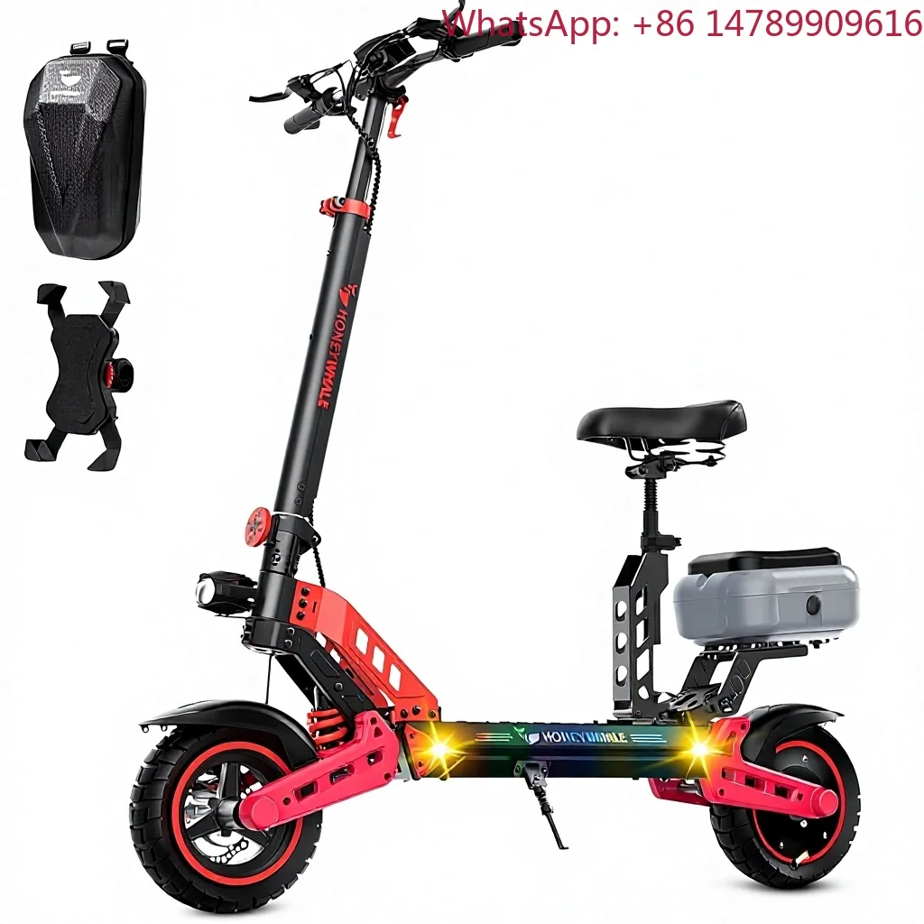 Scooter Plegable para Adultos All-TerrainMexico Warehouse T4B-N, 1000W, 10 Pulgadas, Aleación de Aluminio, Largo Alcance, Amortiguador Delantero y Trasero