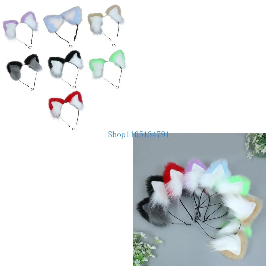 

98km Versatiles Party Headgear Elastic Faux Furs Headbands Girls Cosplay Headpiece