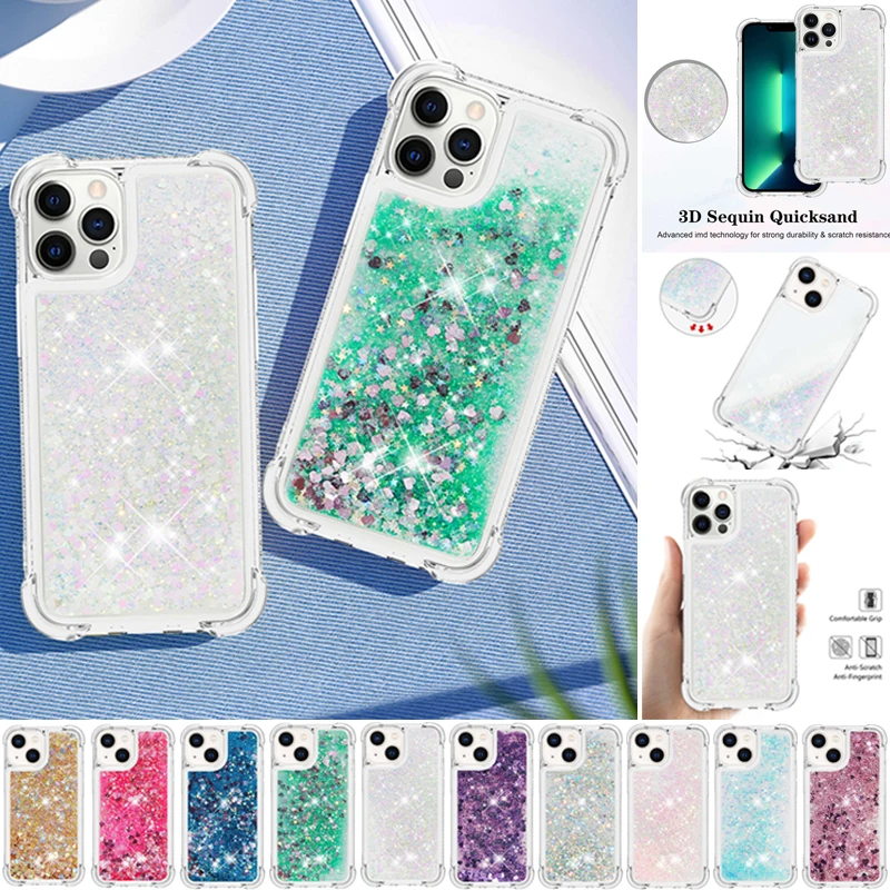 Colour Sequined Quicksand Case For Samsung Galaxy S24 S23 S22 S21 Ultra Plus S23 S21 FE Transparent Half Wrapped Anti Fall Cover