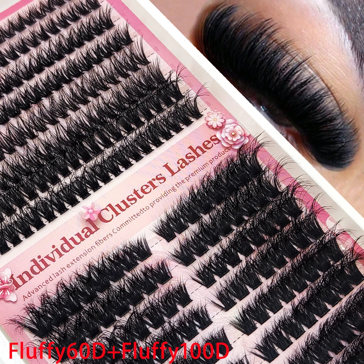 HBZGTLAD DIY 8D Luxury  Fluffy Lash Bundle 60D-200D Mixed Length Eyelash Lash Bundle D Curly Slim Personal Lash Bundle Lash Exte