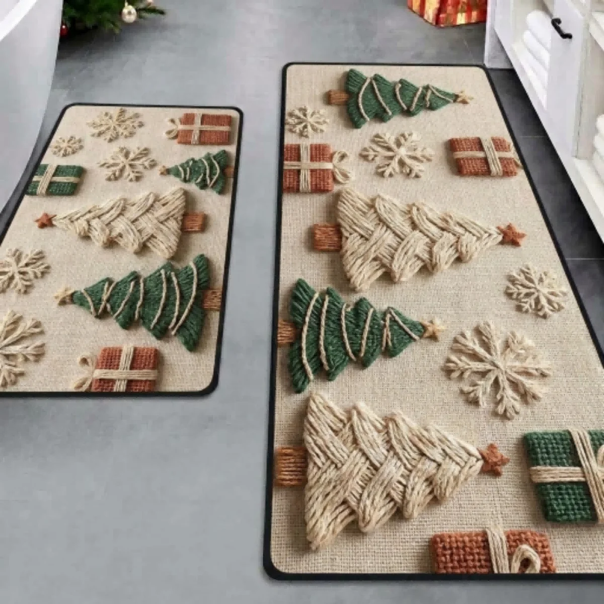 Tappeto da cucina in fango di diatomee a tema natalizio, spesso e assorbente, con retro in gomma antiscivolo, disponibile in versione lunga e quadrata, ideale per cucina, bagno, toilette, sala da