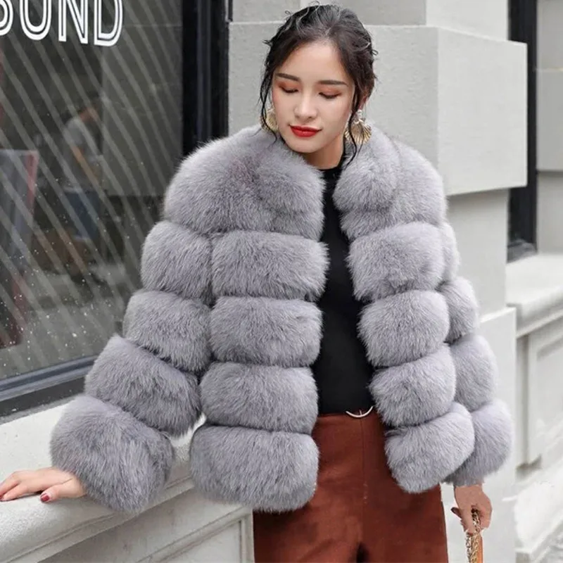 Fur women's clothing European and American manufacturers wholesale new imitation fox fur jacket thin stand neck fur women spot
