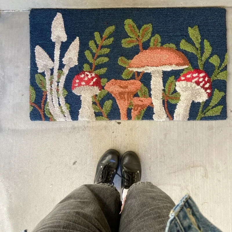 Newest Floor Mat Cute Red Ladybug Print Natural Coir Doormat Non Slip Outdoor Front Entry Floor Mat