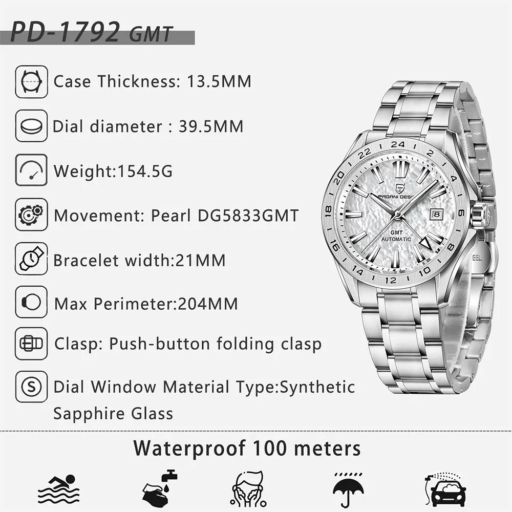 New GMT Watch PAGANI DESIGN Mechanical Watch Stainless Steel Waterproof Men Wristwatch Top Brand Sapphire Glass Watches Man Gift - view 4