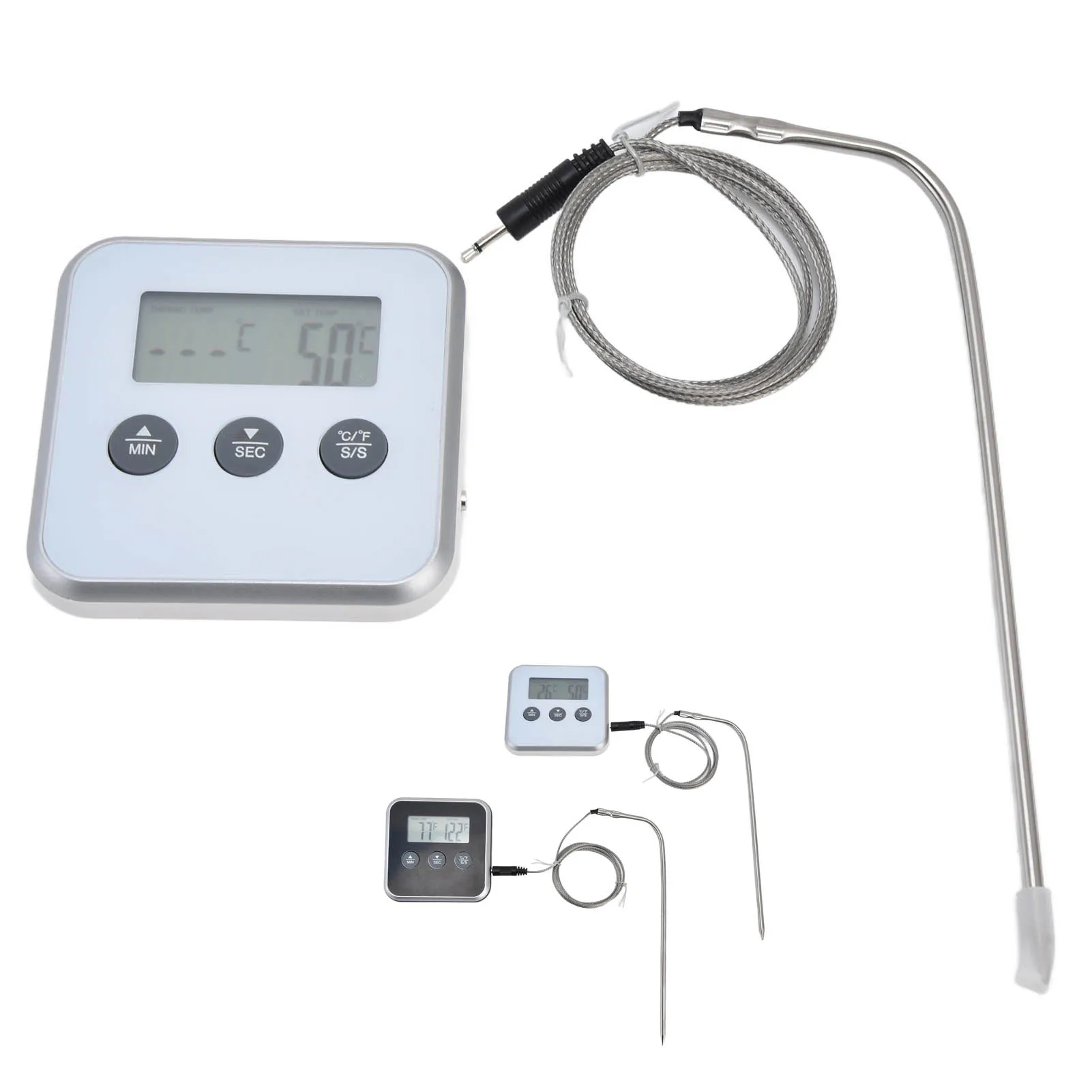 肉用温度計 3 ボタンデザイン 3 パルシングモード 操作が簡単な調理用温度計 プローブ付き 調理用 バーベキュー用 ベーキング用