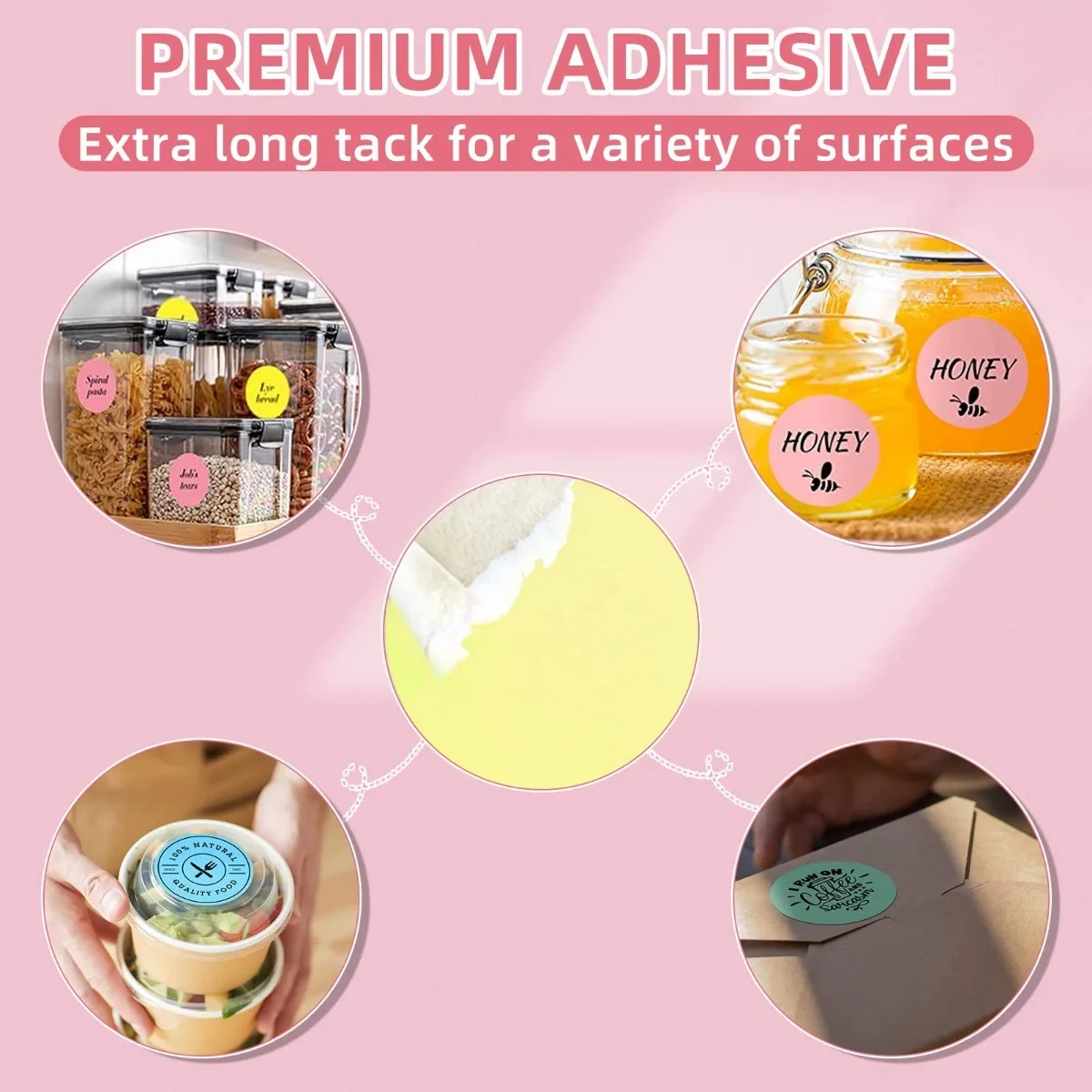 Circular label stickers in different colors are suitable for barcodes, DIY labels, home and office use, etc