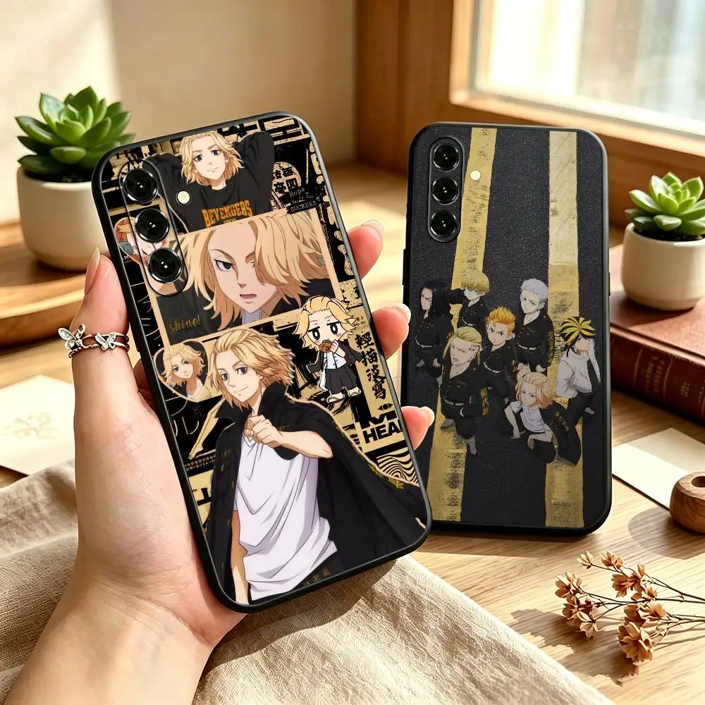 Stylish Anime T-Tokyo Revengers Artistic Phone Case Black Silicone Soft For Samsung Galaxy A73,A72,A71,A70,A53,A52,A51