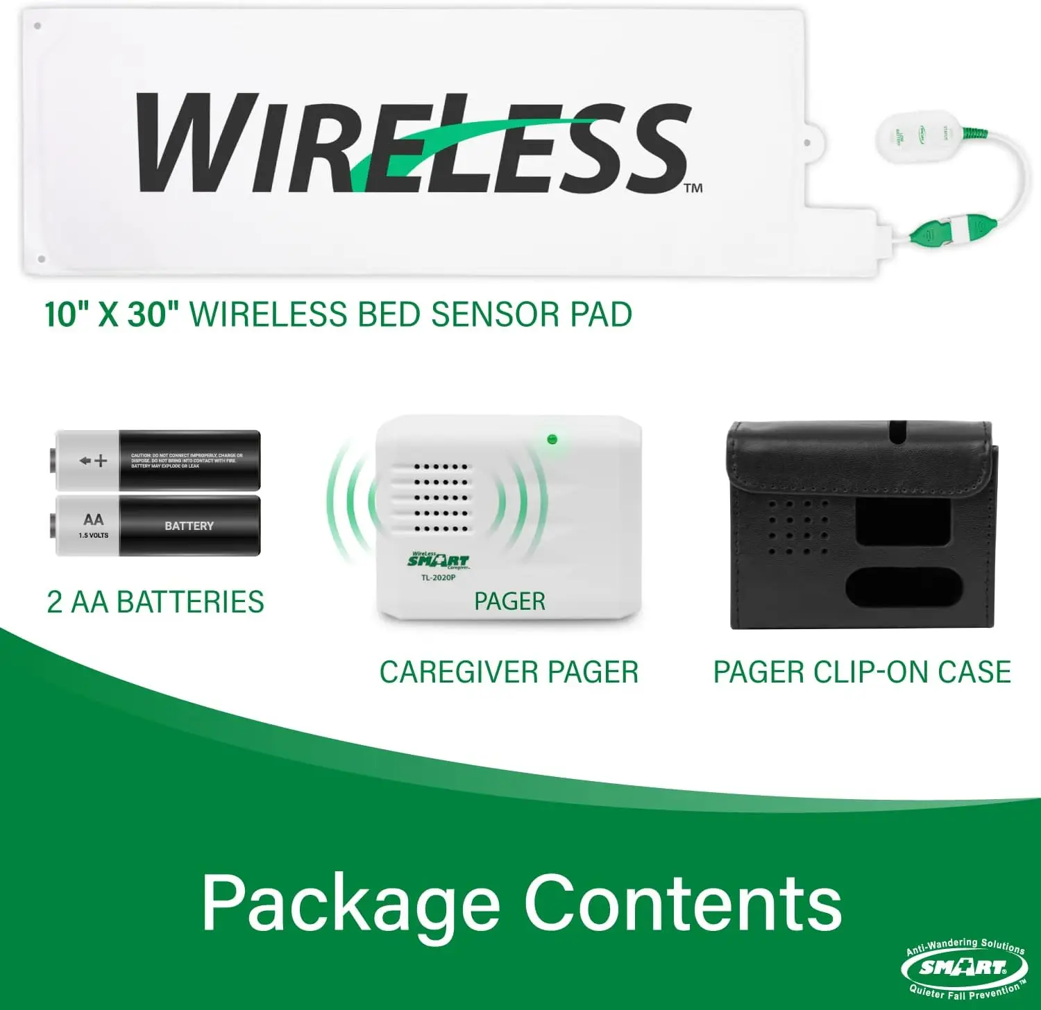Wireless Bed Exit Alarm with Pager for Seniors - Fall Prevention Alert System, USA Support