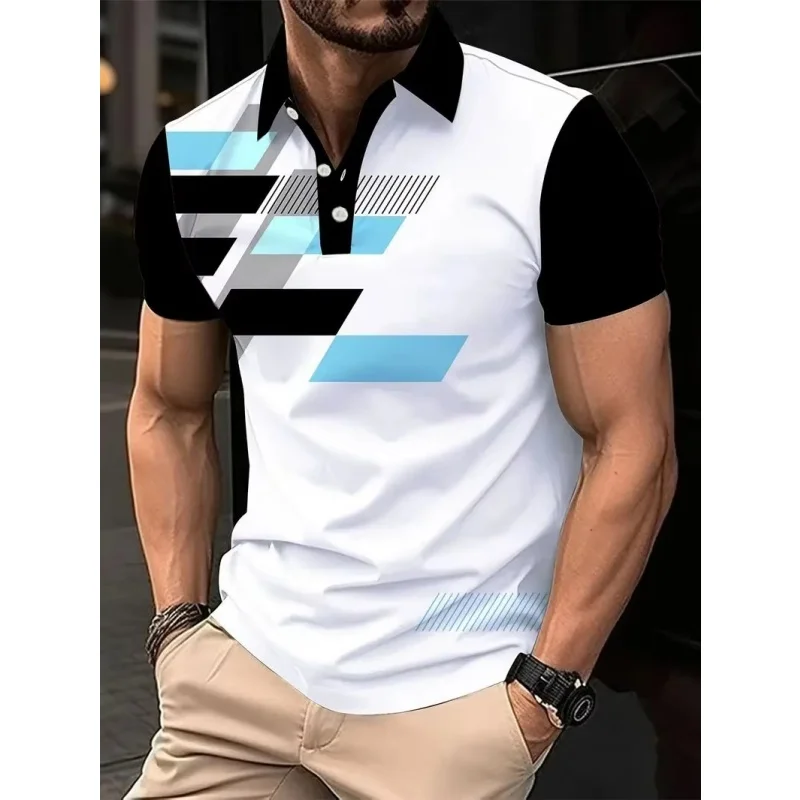 3D Printed Colorful Polo Shirts for Men