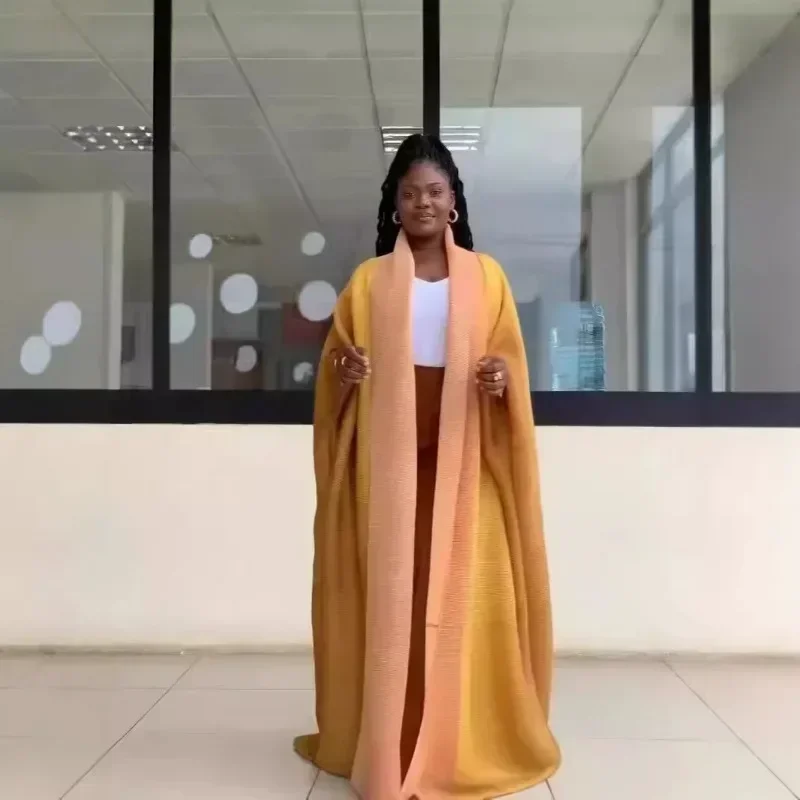 GGHK Pleated Women Plus Size Trench 2024 Autumn New Lapel Bat Sleeve Solid Color Vintage Cardigan Design Female Luxury Abaya