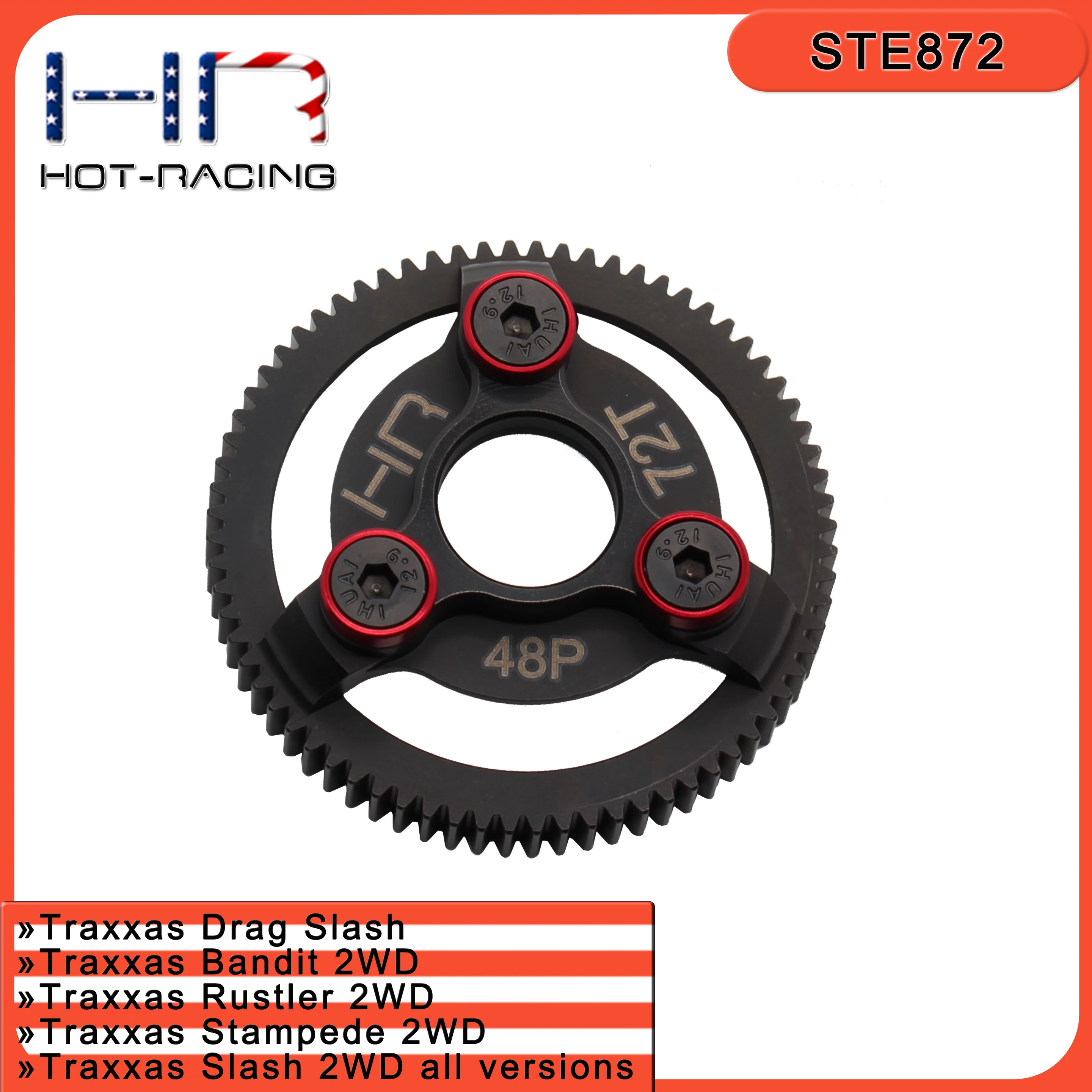 Hot Racing 48P Steel Spur Gear 72-76T 86T for Traxxas Slash 2WD LCG Drag Slash Bandit Rustler Stampede Upgrade