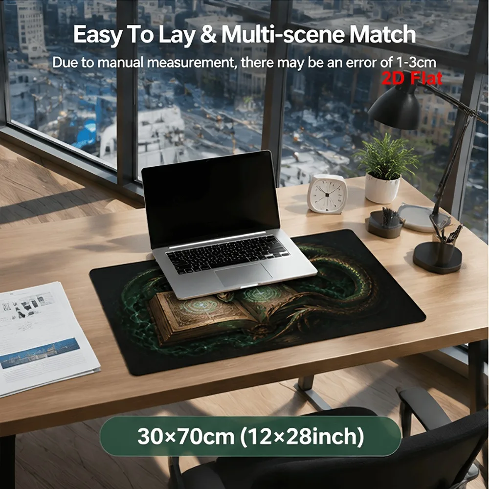 Dragon and Magic Book Printed Simple Desk Mat Silica Clay Unsewn Edges Suitable for Gamers and Office Desks desk accessories