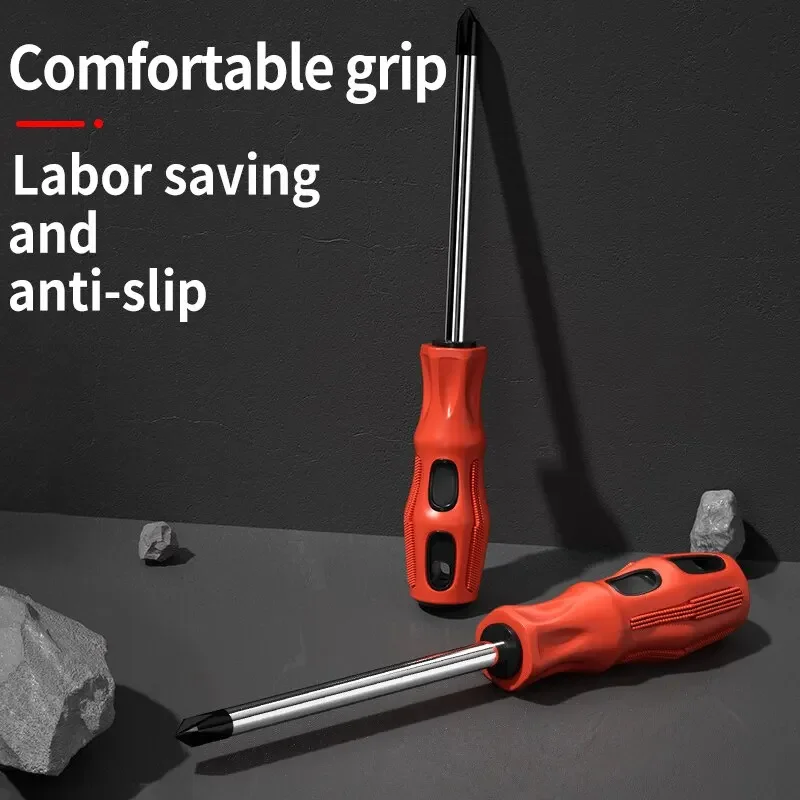 2Pcs Multifunctional Magnetic Screwdriver Flat Head Cross Screwdriver Anti Slip Basic Manual Screw Drive Tool Household