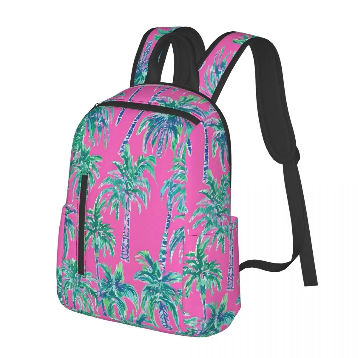 

Pink And Green Palm Tree Painting Student Backpack School Bag Hiking Travel Daypack for Men Women Bookbag Shoulder Bags