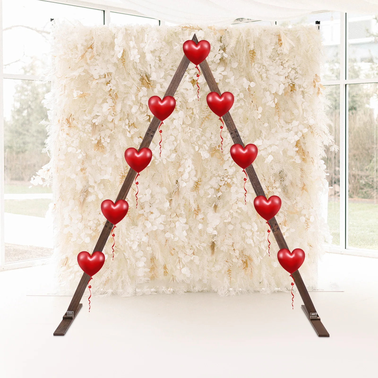 

2.5m/8.2ft Wedding Arch Wooden Frame Triangle with Six Wood Boards, Retro Triangle Backdrop Arch Stand for Birthday Parties