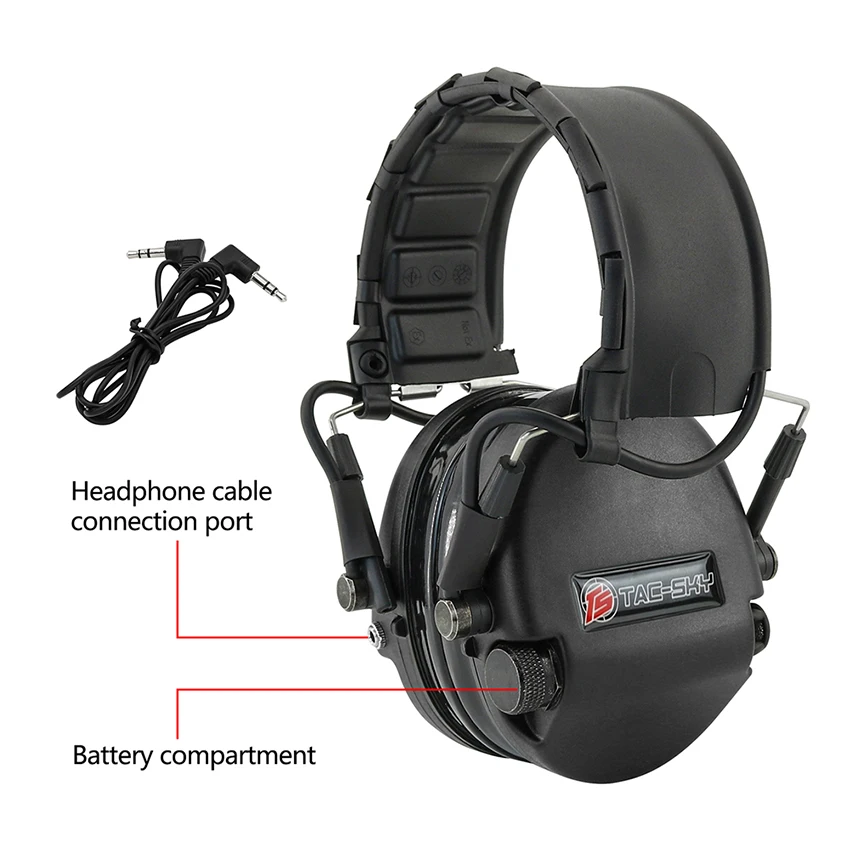 TAC-SKY Active Hearing Protection Headphones TEAHEADSET Tactical Headset Noise Reduction Sordin Airsoft Shooting Hunting Earmuff