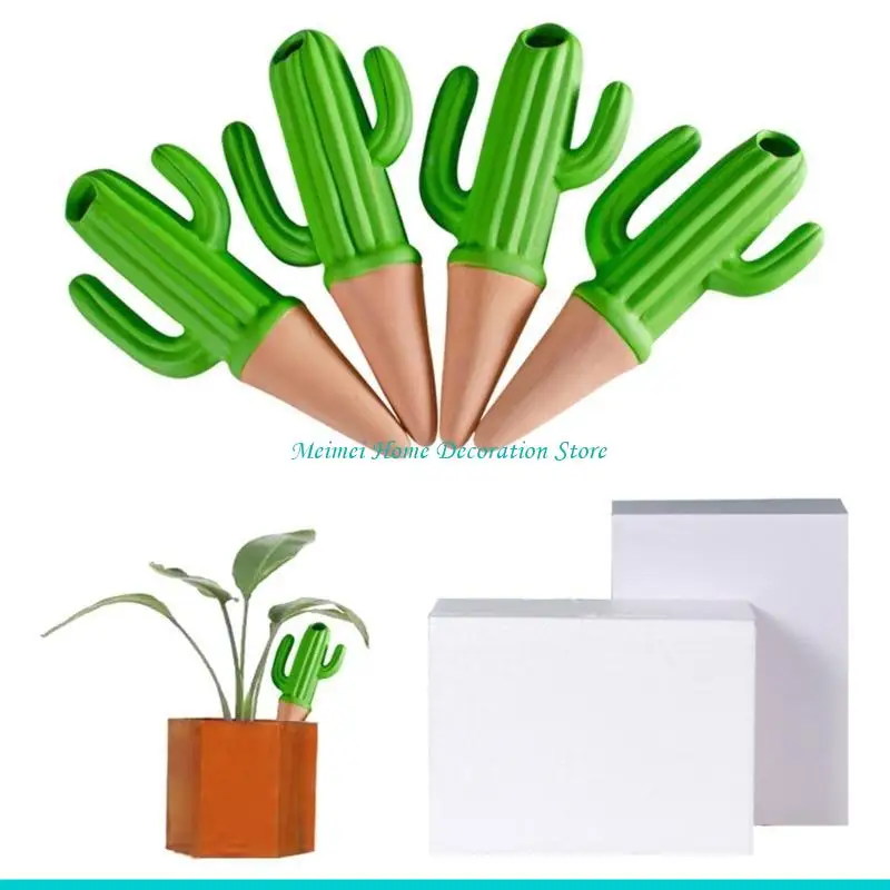 H7BF Set of 4 Plant Watering Cones Lovely Cactus Automatic Water Dispenser Perfect for Houseplants Embraces Convenience