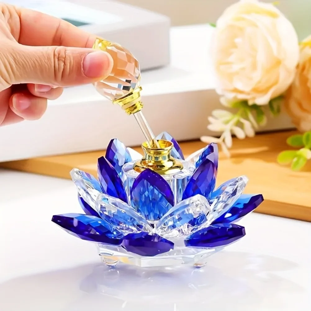 Creative Lotus Glass Perfume Bottle Crystal Decorative Desktop Decorations Home Desktop Decoration Bathroom Perfume Bottle