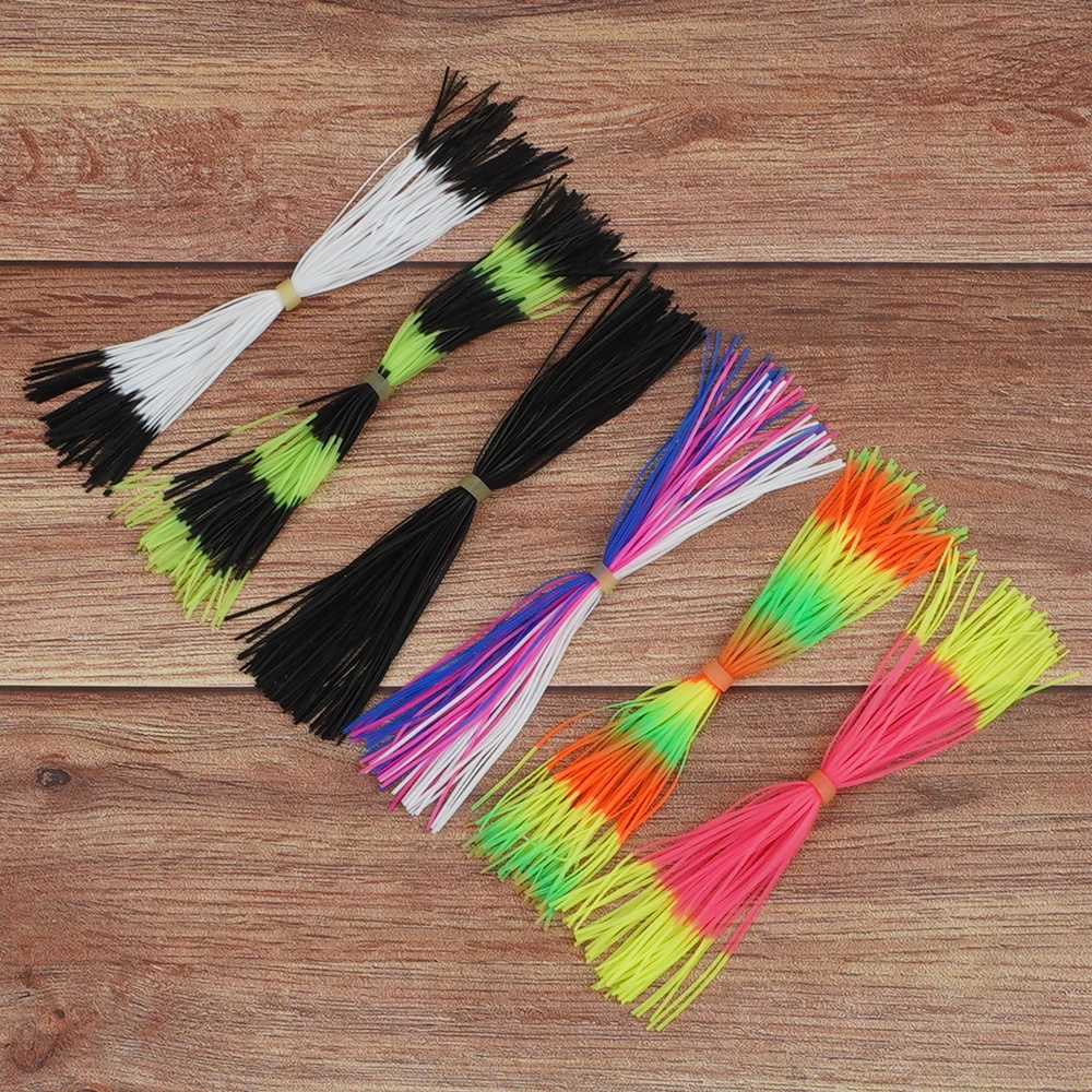 6/12PCS Silicone Skirts Rubber Skirts for Rubber Jig Skirts Spinnerbait Lures Spoon Blade Replacement Fly Tying Material