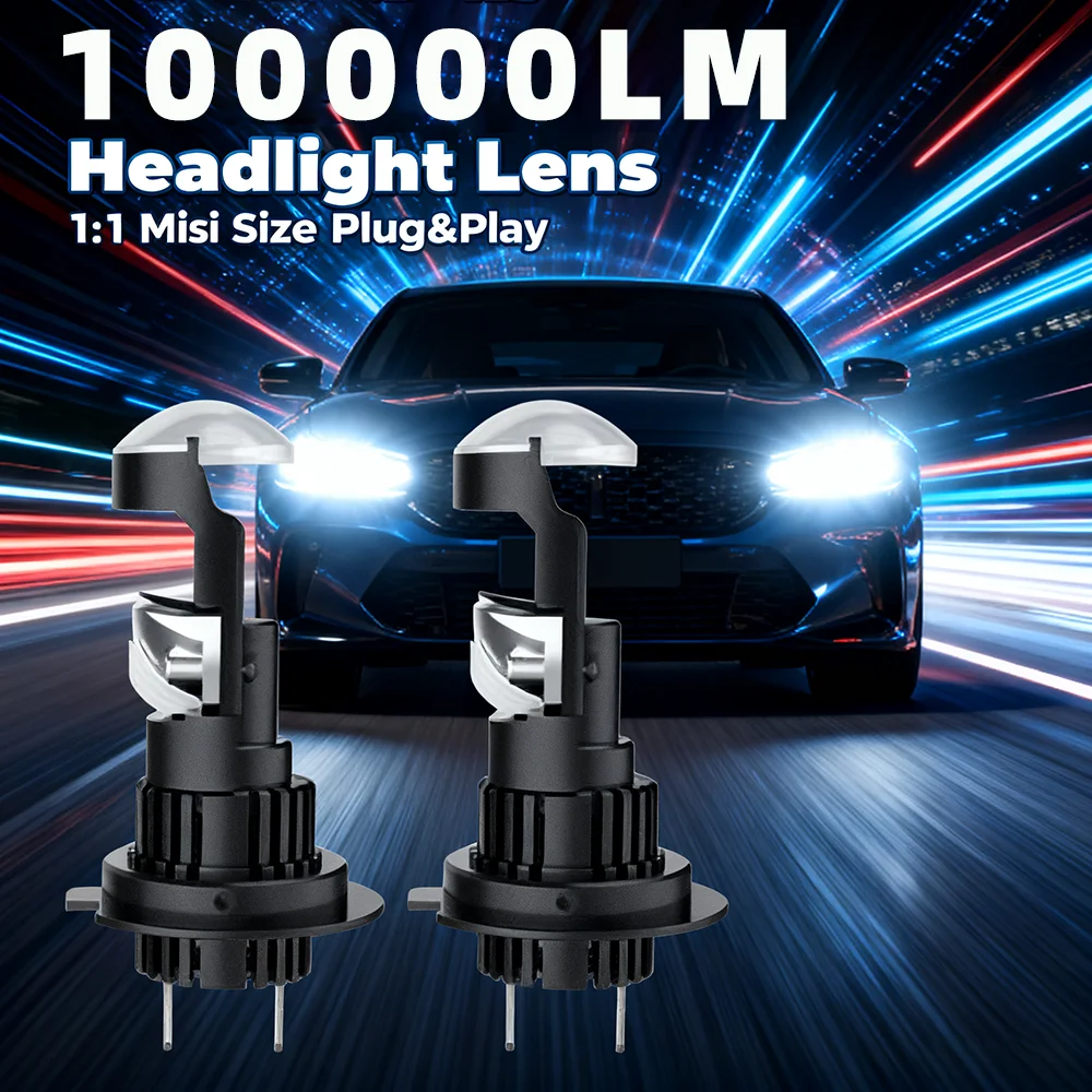 

2Pcs Auto Mini Lens 1:1 Wireless H8 H9 H11 H7 9005 9006 HB3 HB4 Projector Lighthouse Fog Light White 6000K Plug&Play