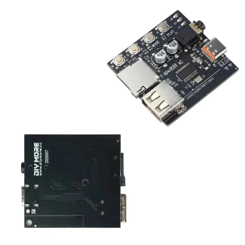 MP3 Audio Decoder Board DC5V BT 6.0 Wireless Audio Receiver Module Type‑C Port Headphone Amplifier Audio Output Circuit Module
