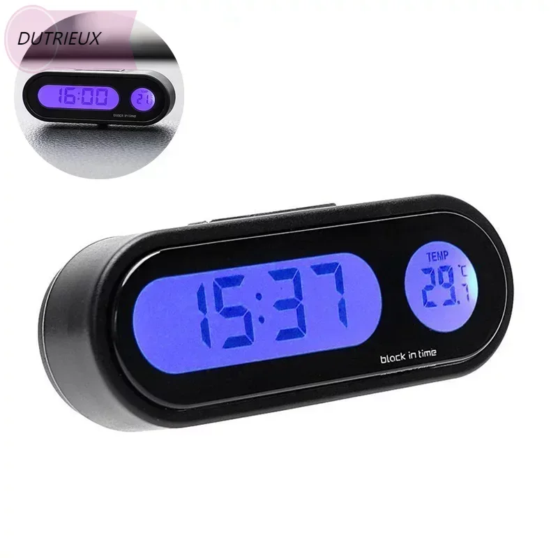 Samochodowa Mini zegar elektroniczny zegarek automatyczne zegary na desce rozdzielczej świecący termometr czarny wyświetlacz cyfrowy akcesoria samochodowe do stylizacji