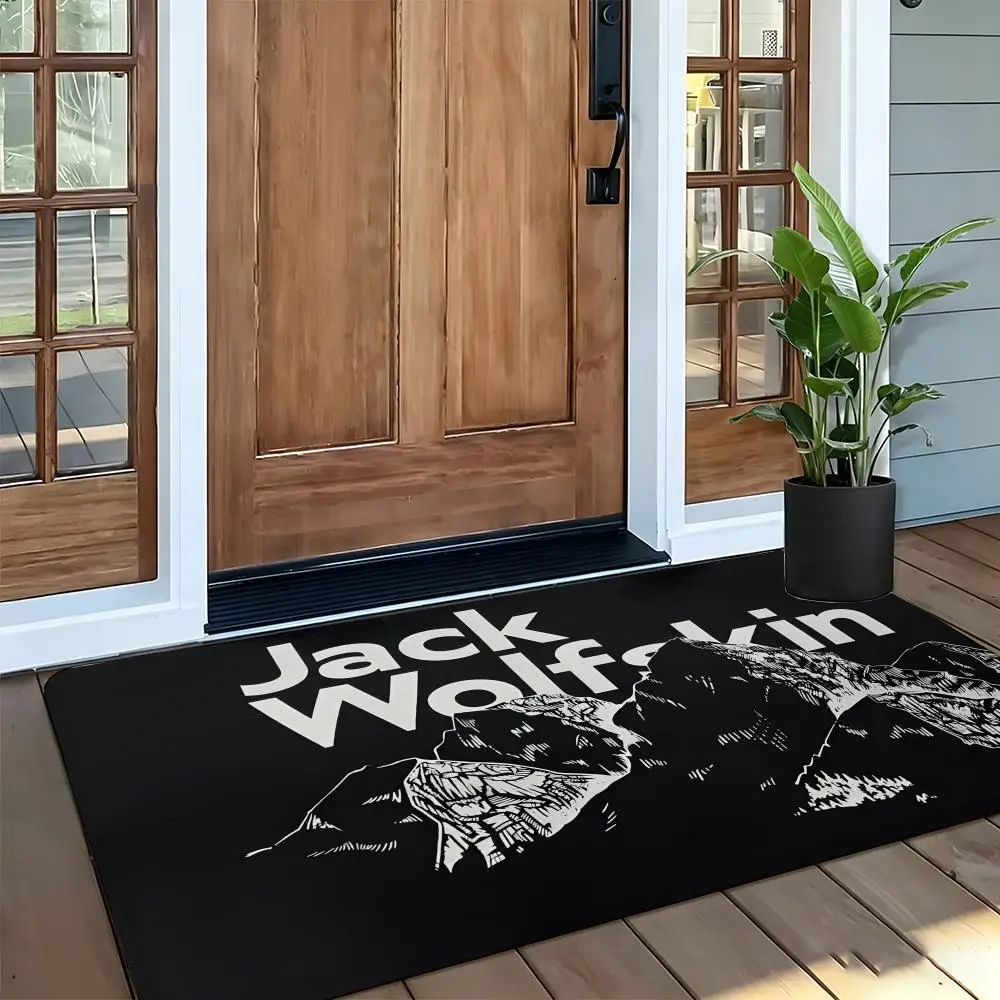 Outdoor J-Jack W-Wolfskin Floor Mat Soft Flannel Entrance Door Mat Non Slip Absorbent Bathroom Bedroom Floor Rug