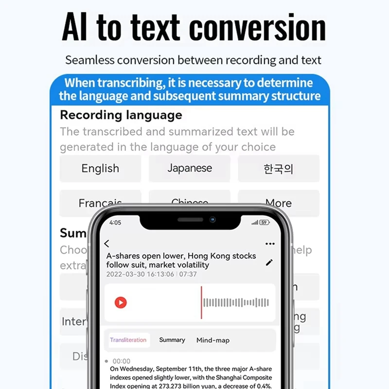 A6 Voice Recorder Mini AI Powered Voice Recorder Chatgpt Transcription Translator